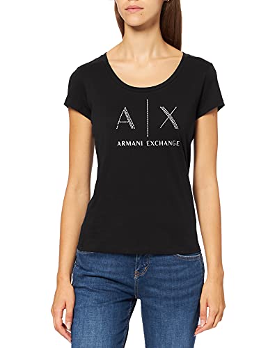 Armani Exchange Damen Strass Logo T-Shirt, Schwarz (Black 1200), M von Armani Exchange