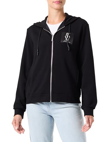 Armani Exchange Damen Stretch Scuba Full Zip Hoodie with Stacked Ax Logo Sweatshirt, Schwarz, L EU von Armani Exchange