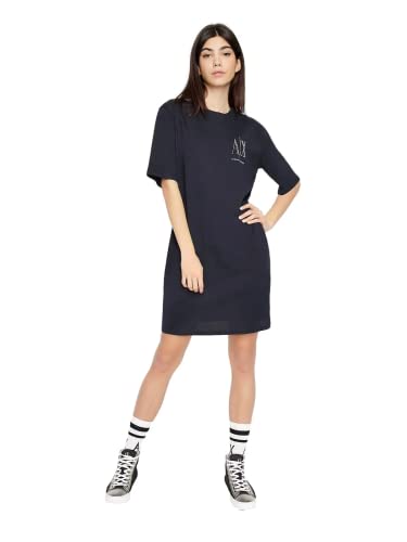 Armani Exchange Damen Studded Icon Logo T-shirt Dress Casual Dress, Blau, L von Armani Exchange