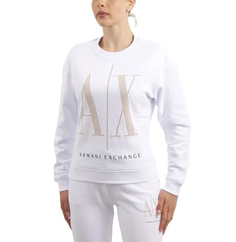 Armani Exchange Damen Studded Icon Sweatshirt Sweatshirt, Weiß, M von Armani Exchange