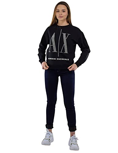 Armani Exchange Damen Studded Icon Sweatshirt Sweatshirt, Schwarz, L von Armani Exchange