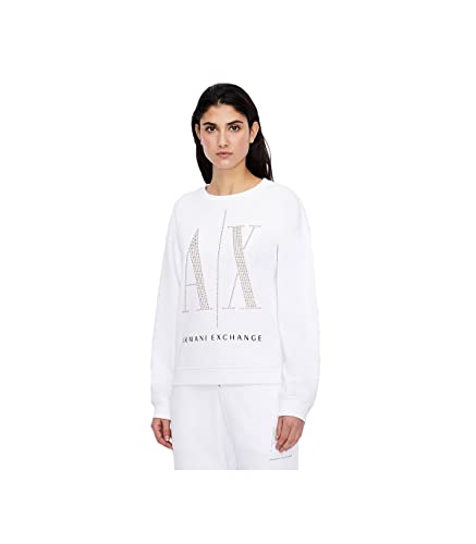 Armani Exchange Damen Studded Icon Sweatshirt Sweatshirt, Weiß, S von Armani Exchange