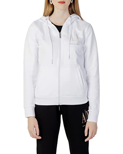 Armani Exchange Damen Studded Icon Zip Up Hooded Sweatshirt Hooded Sweatshirt, Weiß, L von Armani Exchange