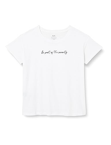 Armani Exchange Damen Sustainable, Boyfriend Fit, Printed Quote T-Shirt, Weiß, L EU von Armani Exchange