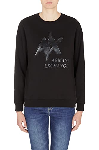 Armani Exchange Damen Sustainable, Studded Logo, Comfy Fit Sweatshirt, Schwarz, XS EU von Armani Exchange