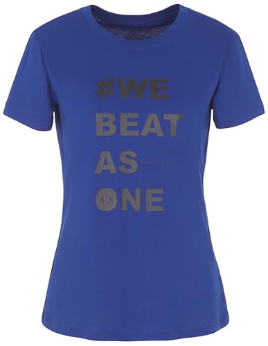 Armani Exchange Damen Sustainable, We Beat As One Logo, Regular Fit, Short Sleeves T-Shirt, Blau, L EU von Armani Exchange