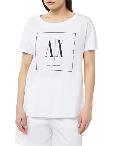 Armani Exchange Damen Sustainable Boyfriend Fit, Maxi Logo Print T Shirt, Weiß, XS EU von Armani Exchange