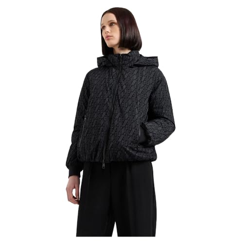 Armani Exchange Damen The Notorius Frank, Allover Monogram Pattern Blouson Jacket, Schwarz, S EU von Armani Exchange