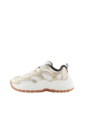 Armani Exchange Damen Vedder, Chunky Sole, Laminated Details, Overall Logo Sneaker, Pale Gold + Off White, 38 EU Armani Exchange Damen Vedder, Chunky Sole, Laminated Details, Overall Logo Sneaker, Pale Gold + Off White, 38 EU von Armani Exchange