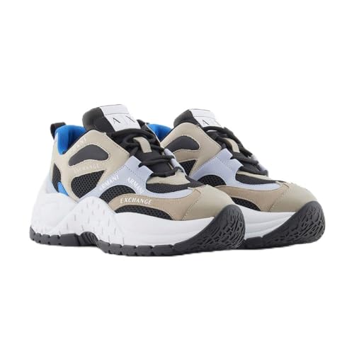 Armani Exchange Damen Vedder, Chunky Sole, Overall Logo Sneaker, Mud+ Blue+ Black, 35 EU von Armani Exchange