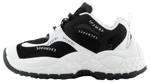 Armani Exchange Damen Vedder, Microsuede clean Essential Look Sneaker, Black+ op. White, 35 EU von Armani Exchange