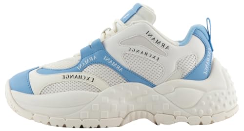 Armani Exchange Damen Vedder, Microsuede clean Essential Look Sneaker, Off White+ Blue, 36.5 EU von Armani Exchange
