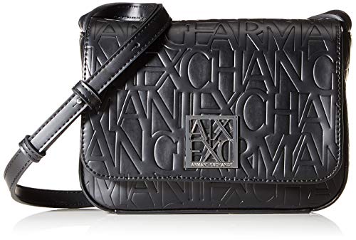 Armani Exchange Damen Women's Adjustable Shoulder Strap, Embossed Logo All Over Crossbody Medium, Schwarz (Nero-Black) von Armani Exchange