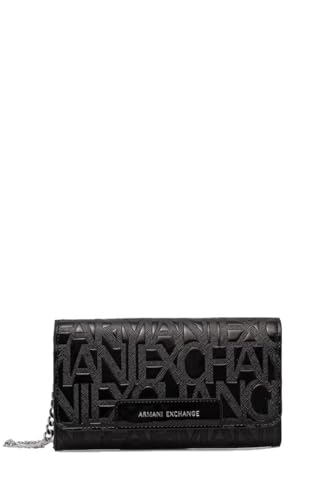 Armani Exchange Damengeldbörse mit Kette, geprägtes Design, Schwarz von Armani Exchange