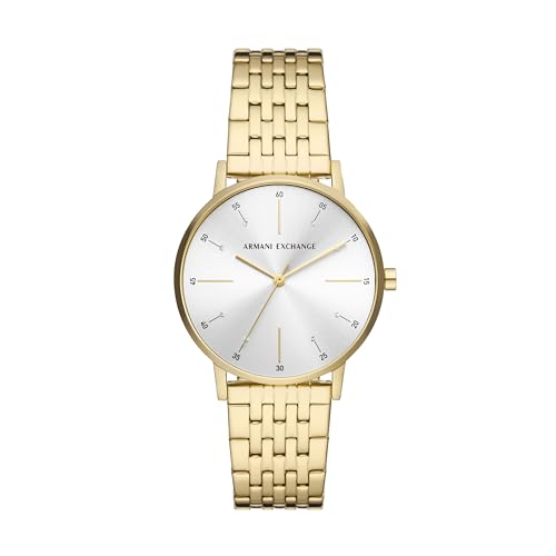 Armani Exchange Damenuhren , Dreizeigeruhrwerk, 36MM Gold Edelstahlgehäuse mit Edelstahlarmband, AX5579 Armani Exchange Damenuhren , Dreizeigeruhrwerk, 36MM Gold Edelstahlgehäuse mit Edelstahlarmband, AX5579 von Armani Exchange