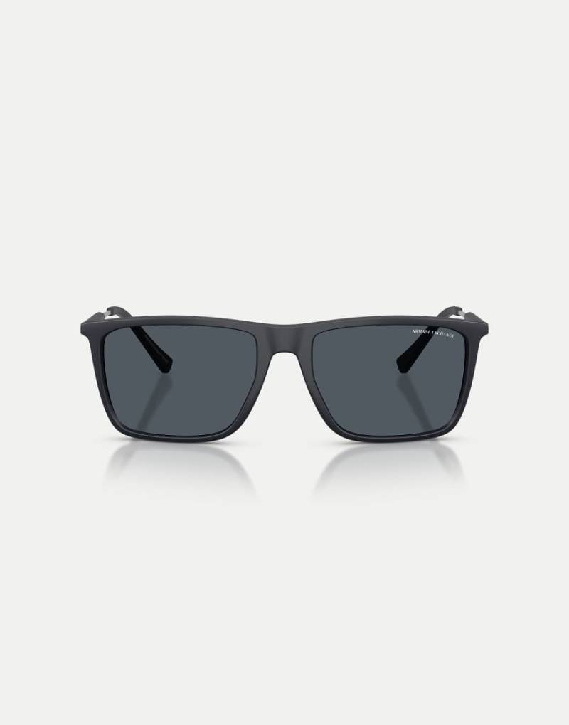 Armani Exchange - Eckige Sonnenbrille in mattem Blau mit grauen Gläsern von Armani Exchange
