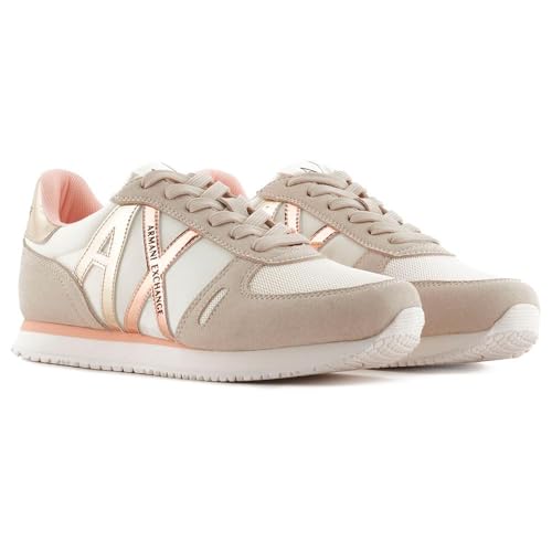 Armani Exchange Turnschuhe aus Mikrofaser mit beigem Logo von Armani Exchange