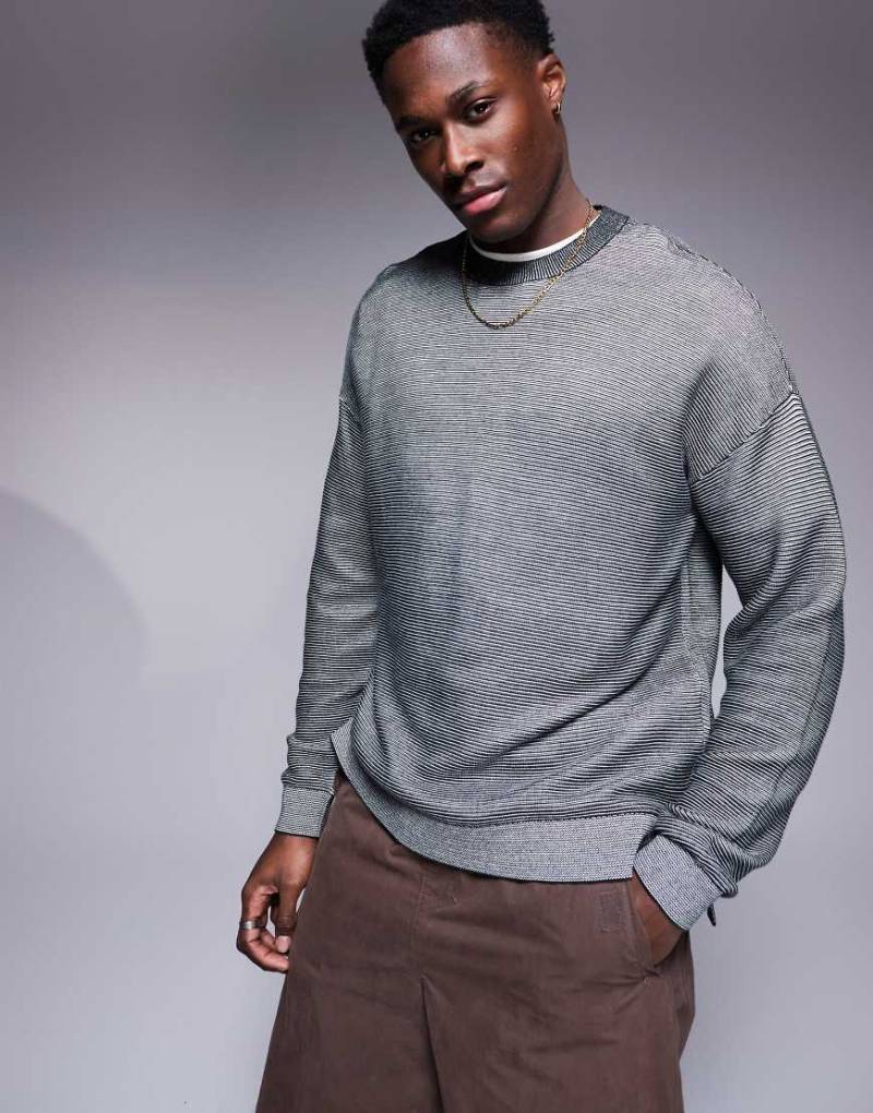 Armani Exchange - Gerippter Strickpullover in zwei Grautönen von Armani Exchange