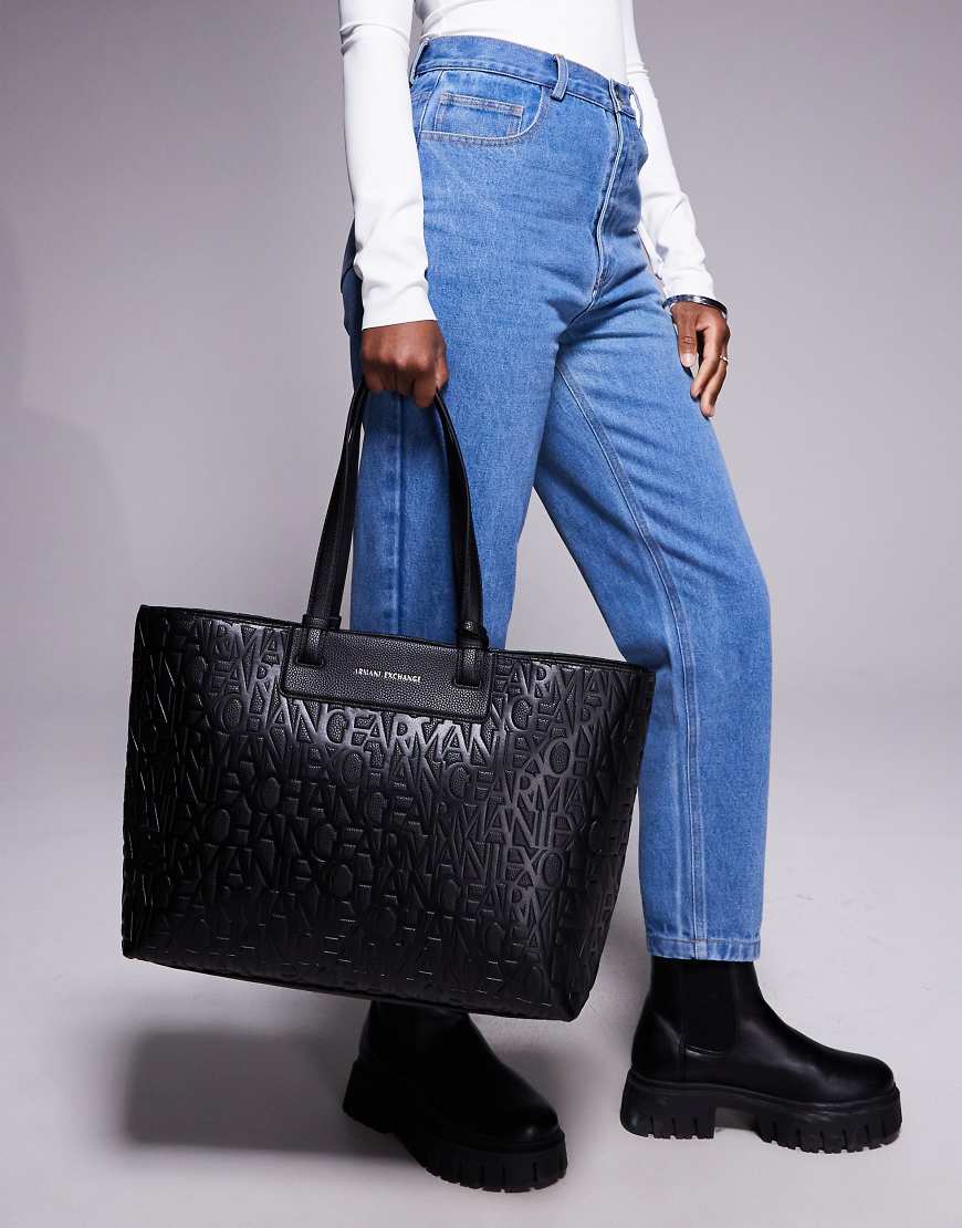 Armani Exchange - Handtasche in Schwarz mit durchgängigem Logo von Armani Exchange