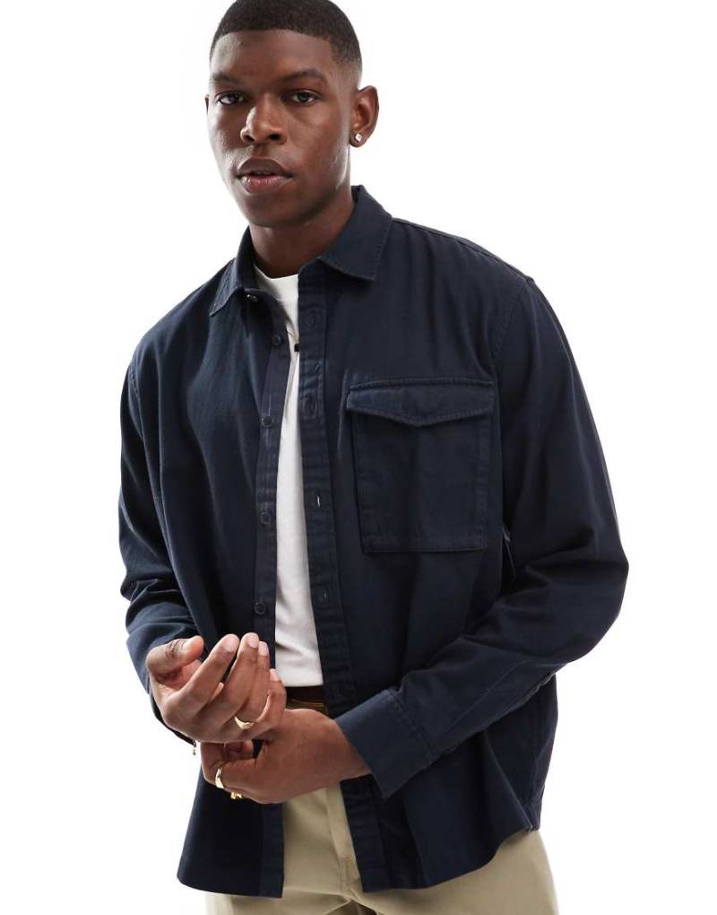 Armani Exchange - Hemdjacke aus Twill in Marineblau von Armani Exchange