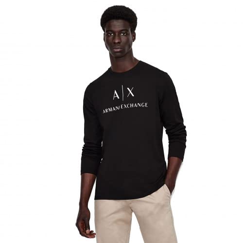 Armani Exchange Herren A|x Langarm Rundhalsausschnitt T-Shirt, Schwarz, XL von Armani Exchange