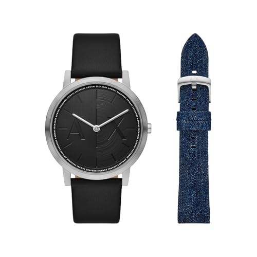 ARMANI EXCHANGE Herren Analog Quarz Uhr mit Leder Armband AX7168SET von Armani Exchange