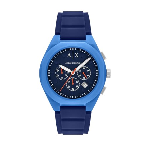 Armani Exchange Watch for Men, Quarz-Chronographenwerk und 44mm Gehäusegröße mit Silikonarmband von Armani Exchange