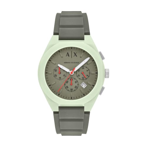 Armani Exchange Watch for Men, Quarz-Chronographenwerk und 44mm Gehäusegröße mit Silikonarmband von Armani Exchange