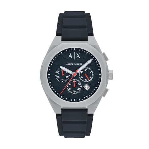 Armani Exchange Watch for Men, Quarz-Chronographenwerk und 44mm Gehäusegröße mit Silikonarmband von Armani Exchange