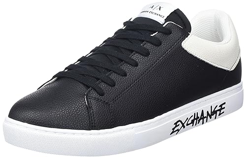 Armani Exchange Herren Armani Lettering, Back Color Insert, Lace up Sneaker, Black/White, 42 EU von Armani Exchange