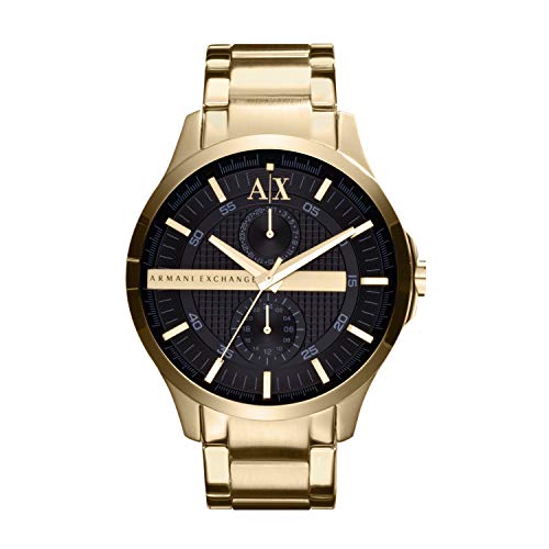 Armani Exchange Uhr für Herren , Multifunktionswerk, 46mm Gold Edelstahlgehäuse mit Edelstahlarmband, AX2122 von Armani Exchange