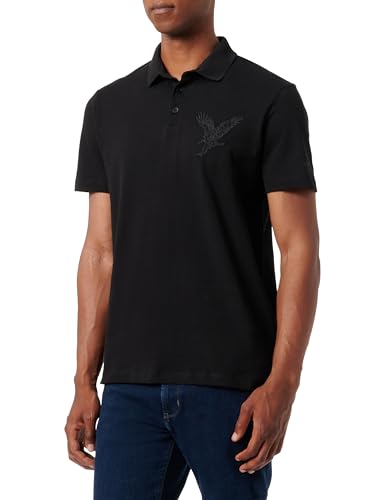 Armani Exchange Men's The Urban Expedition, Sustainable, Eagle Artwork Polo Shirt Black,M von Armani Exchange