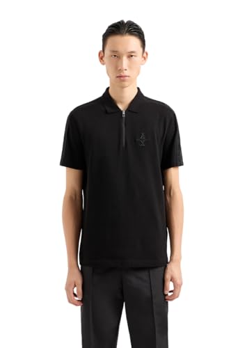 Armani Exchange Herren Ax Stacked Logo Cotton Piquet Zip Up Polo Shirt, Schwarz, M EU von Armani Exchange