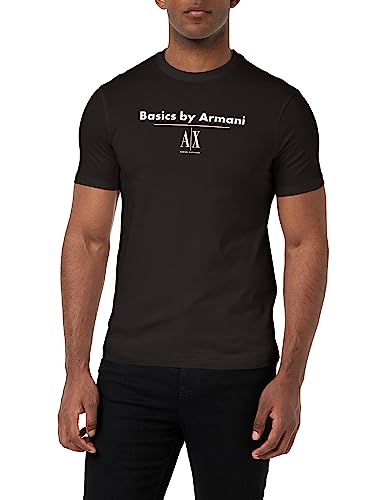 Armani Exchange Herren Basics von Armani, Regular Fit, nachhaltiger Stoff T-Shirt, Black, XL von Armani Exchange