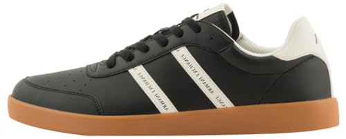 Armani Exchange Herren Berlin, Double Stripes Logo Sneaker, Black+ Off White, 39.5 EU von Armani Exchange