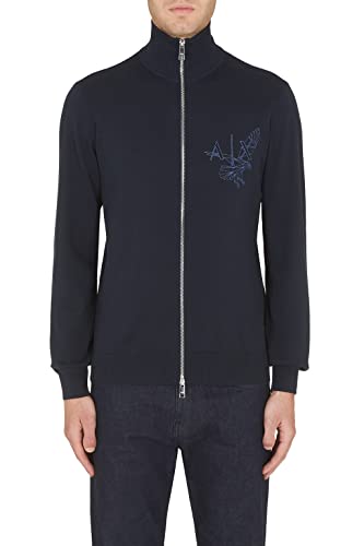 Armani Exchange Herren Bio-Baumwolle, Reißverschluss, Adler-Logo, Lange Ärmel Cardigan Sweater, Navy, L von Armani Exchange