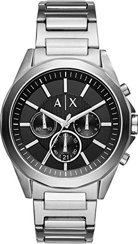 Armani Exchange Herrenuhr , QuarzChronographenwerk, 45mm Silber / Stahl Edelstahlgehäuse mit Edelstahlarmband, AX2509 von Armani Exchange