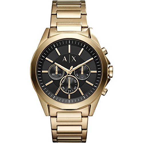 Armani Exchange Herrenuhr , Chronographenwerk, 44mm GoldEdelstahlgehäuse mit Edelstahlarmband, AX2611 von Armani Exchange