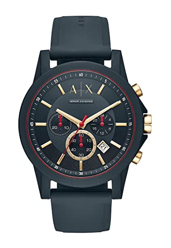 Armani Exchange Uhr für Männer , Chronographenwerk, 47mm blaues Silikongehäuse mit Silikonarmband, AX1335 von Armani Exchange