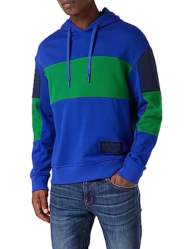 Armani Exchange Herren Color Block, Logo Patch, Hooded Sweatshirt, Blue/Green, L EU von Armani Exchange