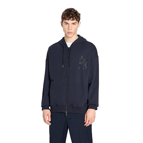 Armani Exchange Herren Cotton Fleece Tonal Eagle Logo Full Zip Hoodie Sweatshirt, Navy, M EU von Armani Exchange