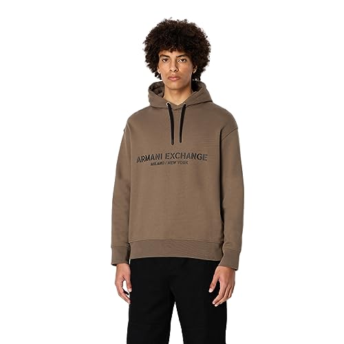 Armani Exchange Herren Cotton Frenc Terry Utility Logo Drop Shoulder Pullover Hoodie Sweatshirt, Crocodile, L EU von Armani Exchange