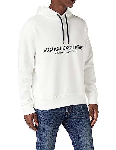 Armani Exchange Herren Cotton Frenc Terry Utility Logo Drop Shoulder Pullover Hoodie Sweatshirt, Weiß, XL EU von Armani Exchange