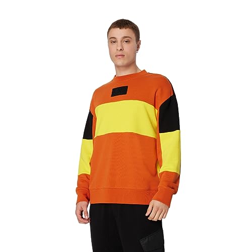 Armani Exchange Herren Cotton French Terry Colorblock Pullover Sweatshirt, Orange/Yellow, L EU von Armani Exchange