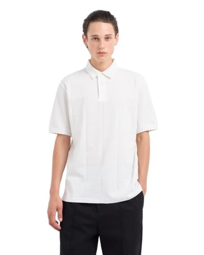 Armani Exchange Herren Cotton Jacquard Grid with Stacked Ax Logo Polo Shirt, Off White, L EU von Armani Exchange