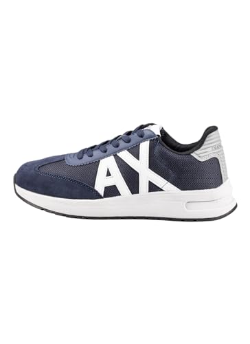 Armani Exchange Herren Cow Suede Inserts, Sole Logo, Lace up Sneaker, Navy/White, 42 EU von Armani Exchange