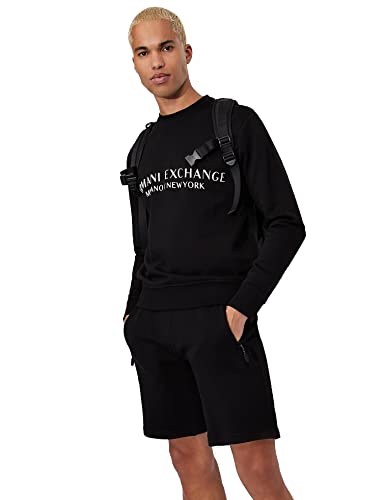 Armani Exchange Herren Crew Neck, Front Extended Logo Sweatshirt, Schwarz, M von Armani Exchange