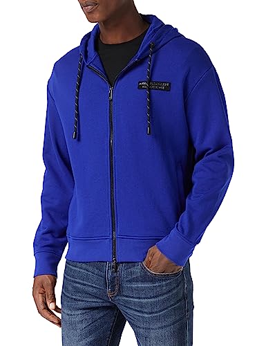 Armani Exchange Herren Cross Gender, Zipper, Side Logo Patch, Hooded Sweatshirt, Blau, S EU von Emporio Armani