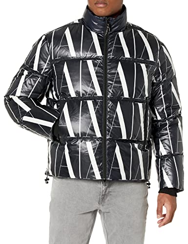 Armani Exchange Herren Daunenjacke Logo Daunenmantel, Black Icon Allover, XL von Armani Exchange