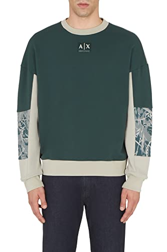 Armani Exchange Herren Dreifarbiges Fleecesweatshirt mit Rundhalsausschnitt Sweatshirt, Green G/Lon. Fog/G, XS von Armani Exchange